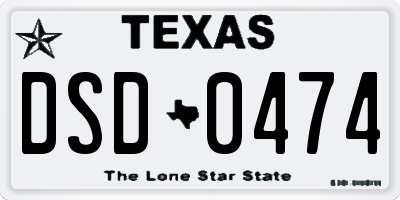 TX license plate DSD0474