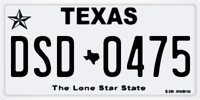 TX license plate DSD0475