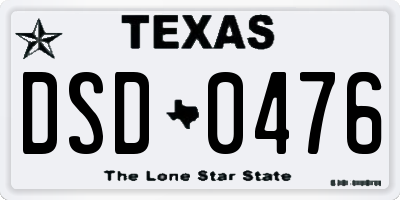 TX license plate DSD0476
