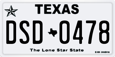 TX license plate DSD0478