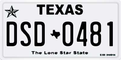 TX license plate DSD0481