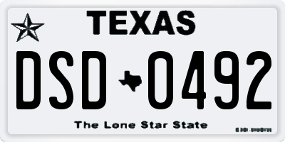 TX license plate DSD0492