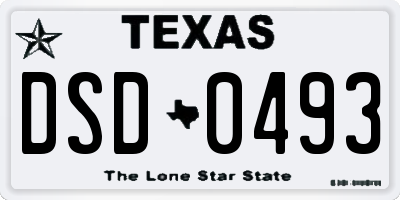 TX license plate DSD0493