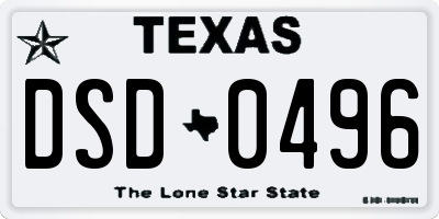 TX license plate DSD0496