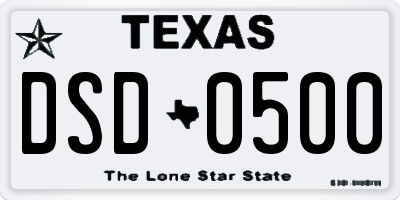 TX license plate DSD0500