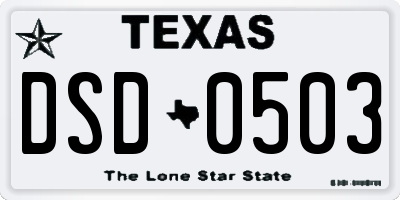 TX license plate DSD0503