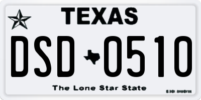 TX license plate DSD0510