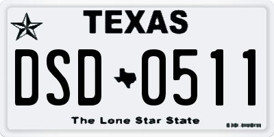TX license plate DSD0511