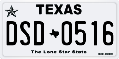 TX license plate DSD0516