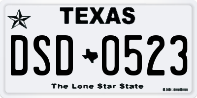 TX license plate DSD0523
