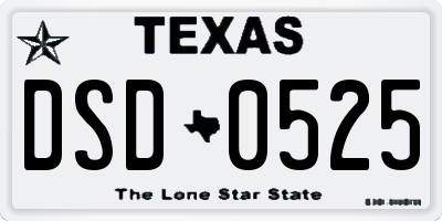 TX license plate DSD0525