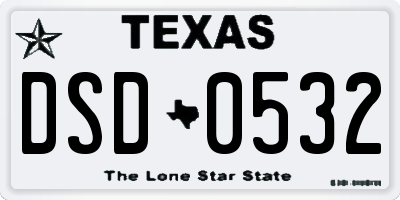 TX license plate DSD0532