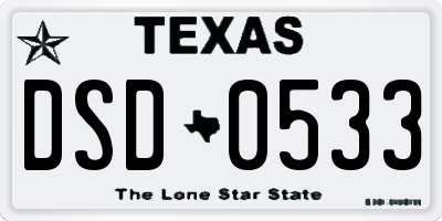 TX license plate DSD0533