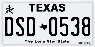 TX license plate DSD0538