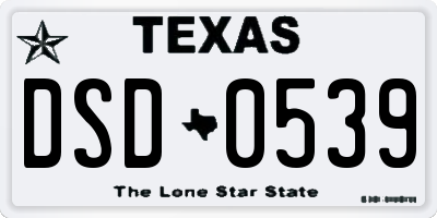TX license plate DSD0539