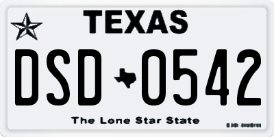 TX license plate DSD0542