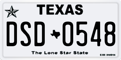 TX license plate DSD0548