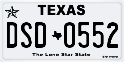 TX license plate DSD0552