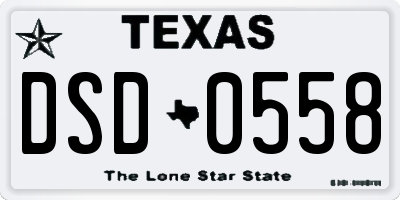 TX license plate DSD0558