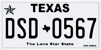 TX license plate DSD0567