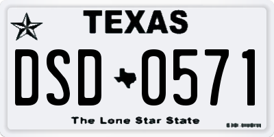 TX license plate DSD0571