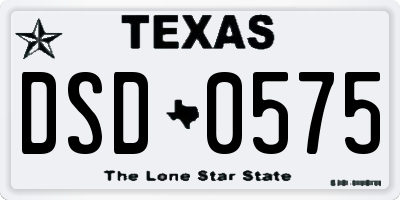 TX license plate DSD0575