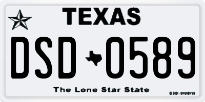 TX license plate DSD0589