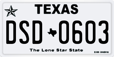 TX license plate DSD0603