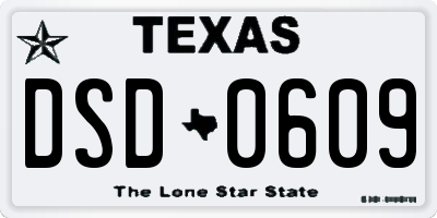 TX license plate DSD0609