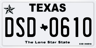 TX license plate DSD0610
