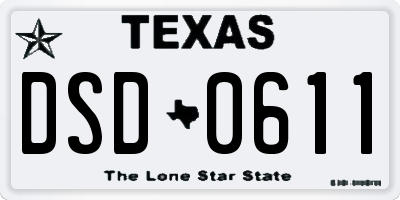 TX license plate DSD0611