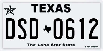TX license plate DSD0612