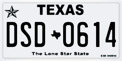 TX license plate DSD0614