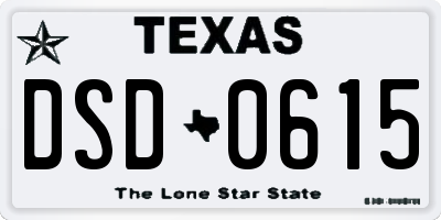 TX license plate DSD0615