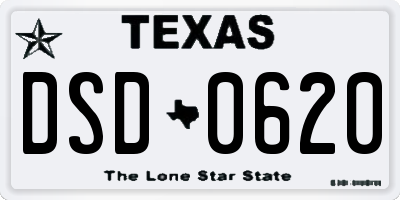 TX license plate DSD0620