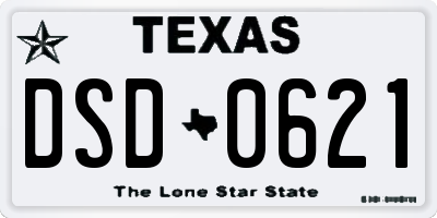 TX license plate DSD0621