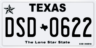 TX license plate DSD0622