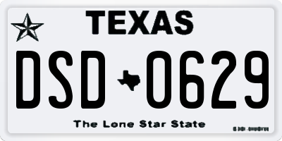 TX license plate DSD0629