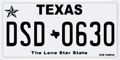 TX license plate DSD0630