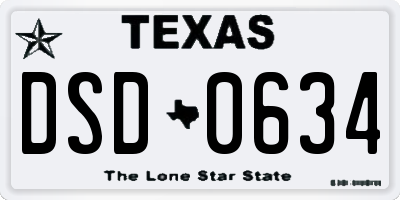TX license plate DSD0634