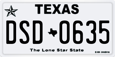 TX license plate DSD0635
