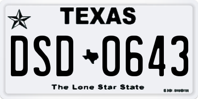 TX license plate DSD0643