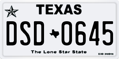 TX license plate DSD0645