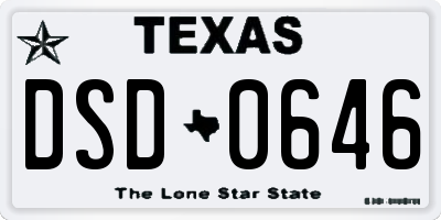 TX license plate DSD0646