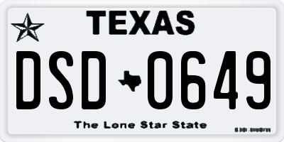 TX license plate DSD0649