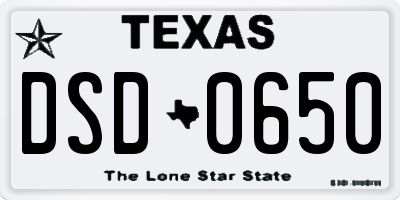 TX license plate DSD0650