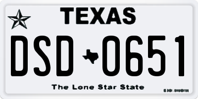 TX license plate DSD0651