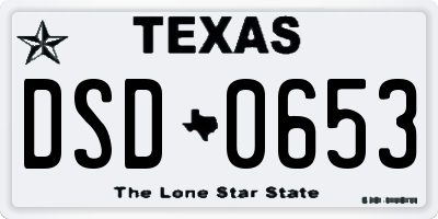 TX license plate DSD0653
