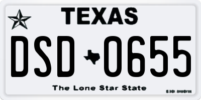 TX license plate DSD0655