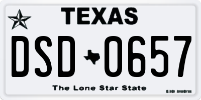 TX license plate DSD0657